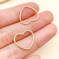 Set of two gold plated stainless steel heart frame charms for DIY jewelry making - Heart Shape (T1846) / Gold