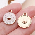 Pink and white donut pendant charm in gold-plated zinc alloy for DIY jewelry - Pink Enamel Donut (24688)