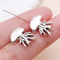 Antique silver jellyfish charm for DIY jewelry making shown on fingertip for size - Ocean Jellyfish Straight Hole Spacer Bead (24714)