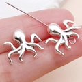 Antique silver octopus charm with detailed tentacles for DIY jewelry making - Ocean Octopus Straight Hole Spacer Bead (24715)