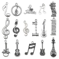 15pcs antique silver music instrument charms including guitar and piano for DIY jewelry - Antique Silver Music Series Set of 16 (SN1144)