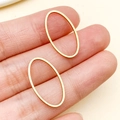 Pair of minimalist oval stainless steel DIY jewelry charms with polished gold vacuum plating - Oval (T1876) / Gold