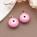 Colgantes de ojo turco en esmalte rosa con anillas doradas para crear joyas DIY - 8X10mm / Ojo Turco Rosa (T1373)
