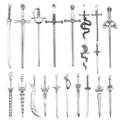 Set of 20 assorted vintage silver alloy sword charms for DIY jewelry making - SN791 Antique Silver Sword Bookmark Set
