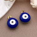Colgantes ojo turco de esmalte azul con acabado dorado para joyas DIY y collares - Mal de Ojo Azul / 8X10mm