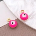 Colgante de ojo del diablo en esmalte magenta con acabado dorado para joyas DIY - Ojo Turco Rosa Rojo Pequeño / 6x9mm