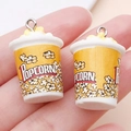 Ciondoli mini secchiello popcorn in resina con ganci per creazione gioielli fai-da-te - Stile Popcorn 3D (23936)