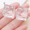 Mini ciondoli a cubetto di ghiaccio in resina con anelli in argento per gioielli - Stile Cubetto di Ghiaccio Trasparente Grande (24109)