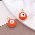 Colgantes de ojo turco en esmalte naranja con chapado en oro para joyería DIY - Ojo Turco Naranja Pequeño / 6x9mm