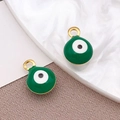 Colgantes de ojo turco de esmalte verde dorado para creación de joyas y artesanía - Ojo Turco Verde Pequeño / 6x9mm