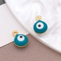 Colgantes de ojo turco en acero dorado y esmalte azul para creación de joyas DIY - Ojo Turco Azul Pequeño / 6x9mm