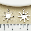 Antique silver sun-shaped alloy DIY charm pendant with radiant texture and scale indicator - Antique Silver Sun (7699)