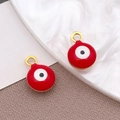 Colgante de ojo turco de acero inoxidable dorado con esmalte rojo blanco y negro - Ojo Turco Rojo Pequeño / 6x9mm