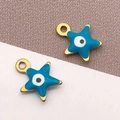 Colgante estrella de mar de acero dorado con esmalte azul y detalle ojo turco - Ojo Turco Estrella Azul / 9x10mm