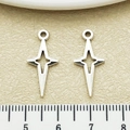 Ciondoli a stella in lega d'argento con croce cava e anello per gioielli fai da te - Piccola Stella a Quattro Punte con Croce Argento Antico (16970)