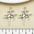 Pendaglio a forma di stelle in argento antico per gioielli fai-da-te con righello - Stelle Traforate in Argento Antico (18729)