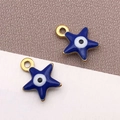 Colgante estrella ojo turco con esmalte azul oscuro y acabado dorado para joyería DIY - Ojo Turco Estrella Azul / 9x10mm