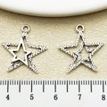 Pendenti a stella in argento vintage per collane e orecchini fai-da-te in lega - Pentagramma Monofacciale Argento Antico (22335)