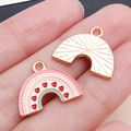 Colgantes de arcoíris con esmalte rosa y diseño de sol para creación de joyas DIY - Arcoíris de Corazón Esmaltado Rosa (25220)