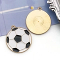 Enamel soccer ball charm with gold plating and radiating pattern on the back - Soccer Ball Pendant / 25x28mm