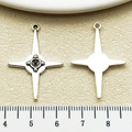 Ciondoli a stella in lega d'argento con cristallo nero per creazione gioielli fai da te - Stella a Quattro Punte con Croce Argento Antico Stile C (22341)