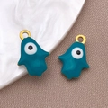 Colgante de mano de Hamsa de esmalte azul lago con ojo y aro de metal dorado para DIY - Ojo Turco Hamsa Azul / 9x13mm