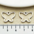 Antique silver hollow butterfly charm with top ring for DIY jewelry making - Antique Silver Object Butterfly (22310)