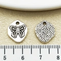 Antique silver butterfly and wave pattern alloy charms for DIY jewelry making - Antique Silver Round Butterfly (22313)