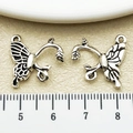 Antique silver butterfly charm connector in zinc alloy for DIY jewelry crafting - Antique Silver Leaf Branch Butterfly (22318)