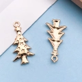 KC gold Christmas tree metal alloy pendant with star pattern relief for DIY jewelry - Christmas Tree / 14x28mm (18287)