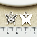 Antique silver hollow butterfly charm pendant for DIY jewelry making and bracelets - Antique Silver Butterfly (22321)
