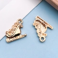 Light gold Christmas sleigh charm made of zinc alloy for DIY jewelry and accessories - Christmas Sleigh / 19x12mm (18288)