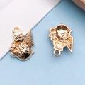 Golden Christmas snowman wing pendant charm in polished zinc alloy for DIY jewelry - Christmas Snowman / 14x20mm (18289)