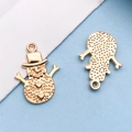 Golden snowman alloy charm with heart buttons and grainy texture for DIY jewelry making - Christmas Snowman / 14.5x19.5mm (18290)