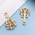 Pair of golden hollow-out tree-shaped charms for DIY jewelry making and craft projects - Hollow Christmas Tree / 14x23mm (18291)