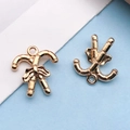 Golden candy cane charm with bow detail for Christmas DIY jewelry making projects - Christmas Candy Cane / 17x18.5mm (18292)