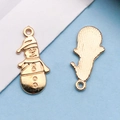 Gold Christmas snowman alloy pendant charm for DIY jewelry making with hanging loop detail - Christmas Snowman / 11x25mm (18293)