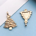 Golden Christmas tree alloy pendant with intricate details and hanging loop for DIY jewelry - Christmas Tree / 17x24mm (18295)