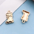 Golden Christmas stocking pendant charm for DIY jewelry making with wave patterns - Christmas Stocking / 11x17mm (18296)