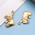 Golden Christmas stocking metal pendant charms for DIY jewelry making and crafts - Christmas Stocking / 16x20mm (18299)