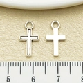 Antique silver alloy cross pendants for DIY jewelry making with smooth metallic finish - Antique Silver Hollow Cross (22329) / 16x8mm