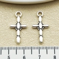 Pendentif croix en alliage argent antique pour bijoux DIY avec règle de mesure incluse - Croix Ovale Argent Antique (18726)