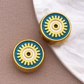 Abalorios Evil Eye dorados con esmalte azul y diseño de sol para bisutería artesanal - Cuenta Redonda Azul / 12X12X6MM
