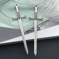 Pair of antique silver knight sword charms in vintage alloy for DIY jewelry making - Antique Silver Cross Sword (25x88mm-8074)