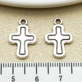 Pendentifs en forme de croix en alliage de zinc argenté antique pour bijoux DIY - Croix Ligne Pleine Argent Antique (18734)