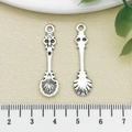 Antique silver miniature spoon charms with hollow handles and shell-shaped pattern - Simulation Shell Spoon (4952)