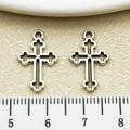 Pendentifs croix évidés en argent antique pour la création de bijoux DIY - Croix Ajourée Argent Antique (18755)