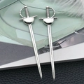 Vintage silver rapier sword pendant in zinc alloy with intricate hilt details - Antique Silver Rapier (23x85mm-8077)
