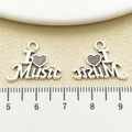 Antique silver musical I Love Music charms in zinc alloy with heart pattern - Antique Silver Heart Music (18937)