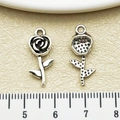 Pendentif fleur de rose en argent antique pour bijoux DIY et bracelets créatifs - Rose en Argent Antique (16924)